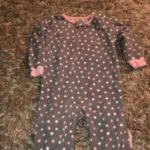 🔴Carter Dot Pink Gray Fleece PJ Sleeper 24 months